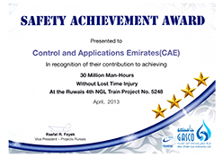 GASCO Safety Achievement Award for CAE