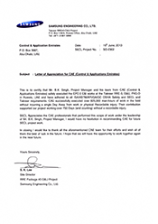 Samsung Letter of Appreciation for CAE