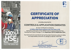ADNOC Certificate of Appreciation for CAE in IGD-3