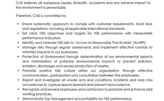 CAE HSE Policy - Oct 2023